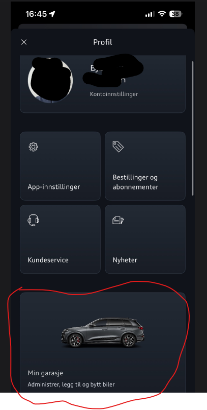 Min garasje i myAudi-appen