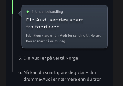 Stadier i bestillingsprosessen